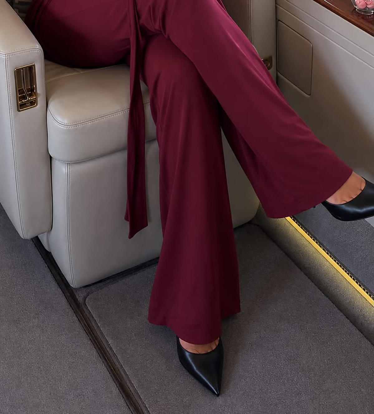 Flared Wide-Leg Pant — Burdeos — Front