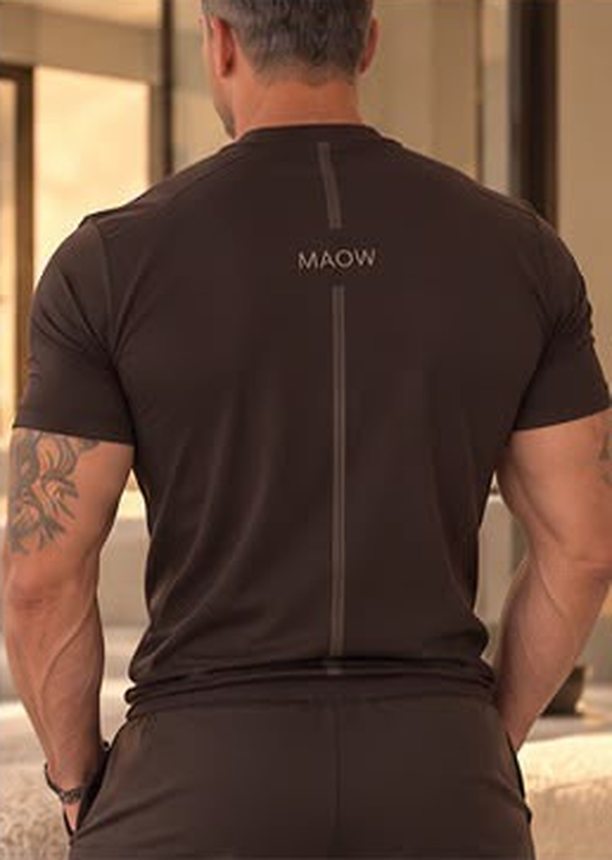 Fitted Performance Tee — Chocolate — Back