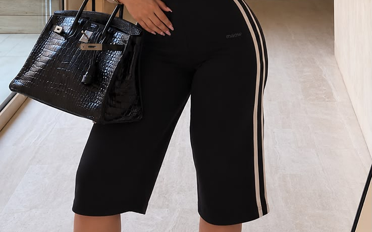 Side-Stripe Culotte — Negro — Front